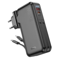 HOCO J126 Travel 22.5W fully compatible power bank with cable(US/EU)(10000mAh) Black