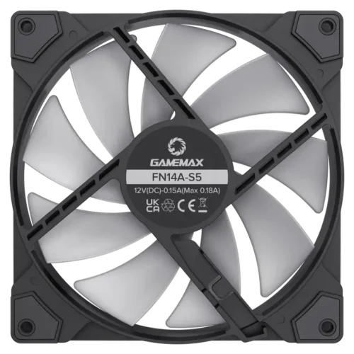 Ventilator PC Gamemax FN14A-S5, 140 mm, Negru