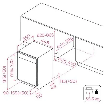 Maşină de spălat vase Teka DFI 44800, Black 3
