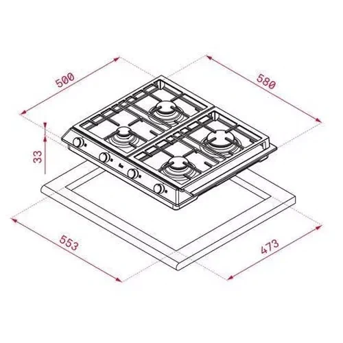 Plită încorporabilă pe gaz Teka EX 60.1 4G AI AL DR CI NTB, Black