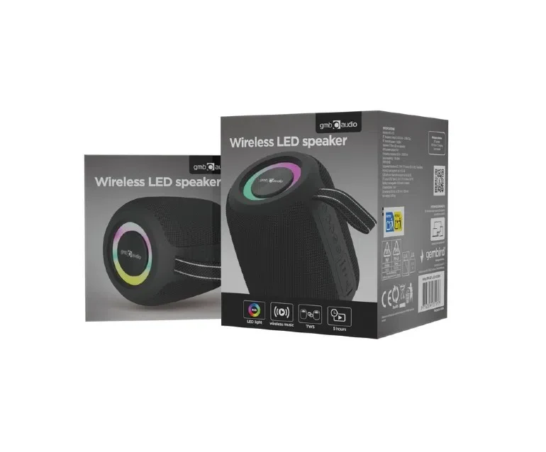 Boxă portabilă Gembird SPK-BT-LED-05-BK, Negru 5