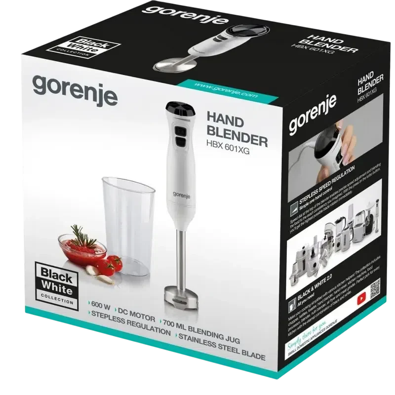 Погружной блендер Gorenje HBX601XG, Белый 7