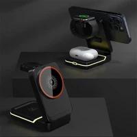 Statie de incarcat wireless T33 4 in 1 LED, Black 2