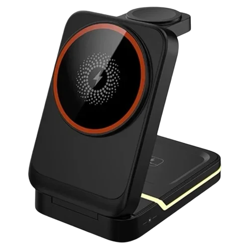 Statie de incarcat wireless T33 4 in 1 LED, Black