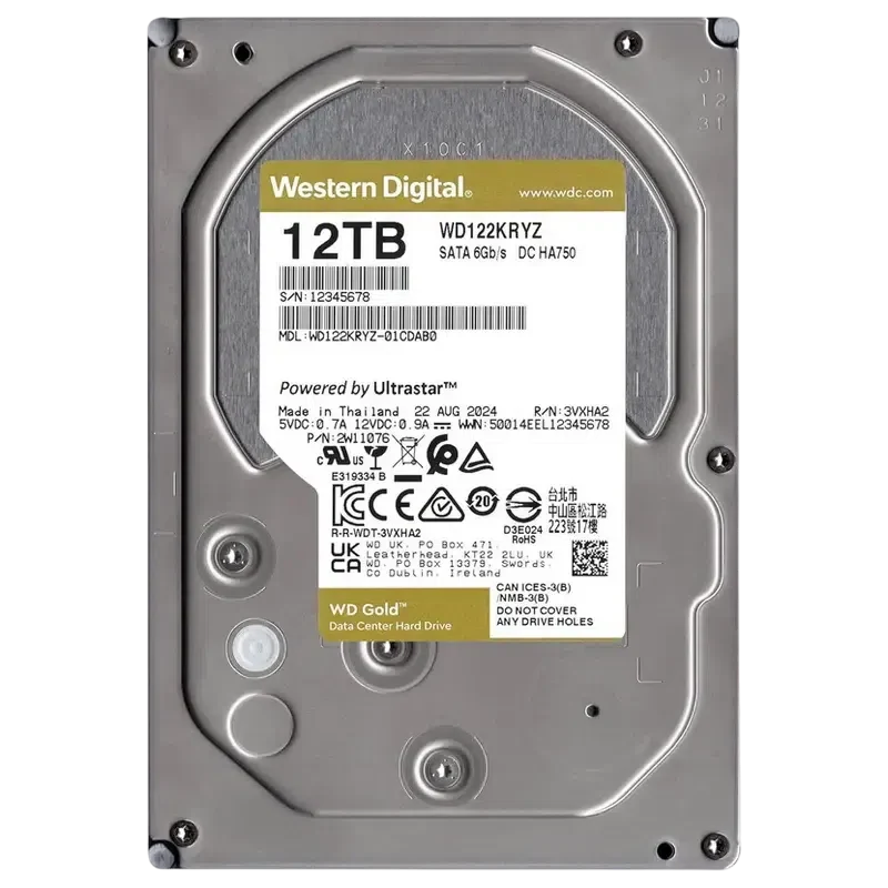 Жесткий диск Western Digital WD Gold WD122KRYZ, 12 TБ, Gold 3
