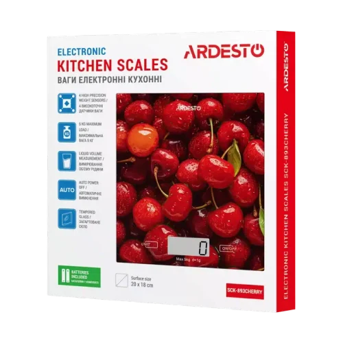 Cântar electronic de bucătărie Ardesto SCK-893, Cireașă
