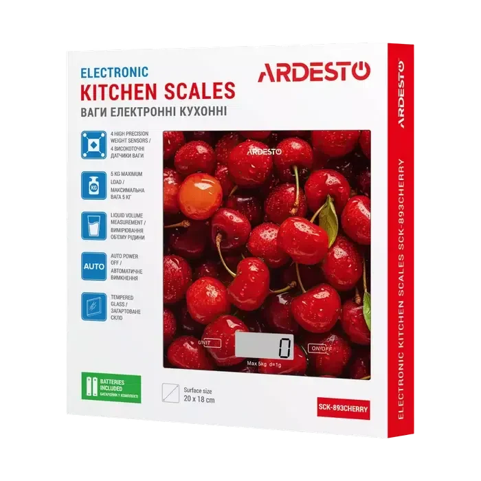 Cântar electronic de bucătărie Ardesto SCK-893, Cireașă 4