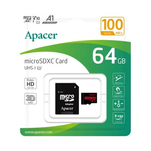 Карта памяти Apacer AP64GMCSX10UB-R, 64 ГБ