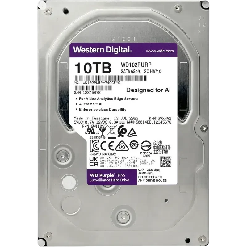 Жесткий диск Western Digital WD Purple Pro WD102PURP, 10 TБ, Purple 3
