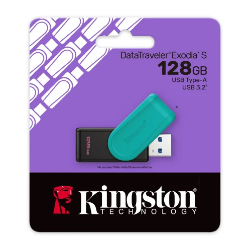 Флеш-накопитель Kingston DataTraveler Exodia S, 128ГБ, Turquoise