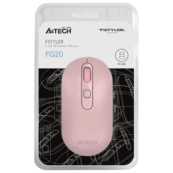 Mouse A4Tech FG20, Pink 6