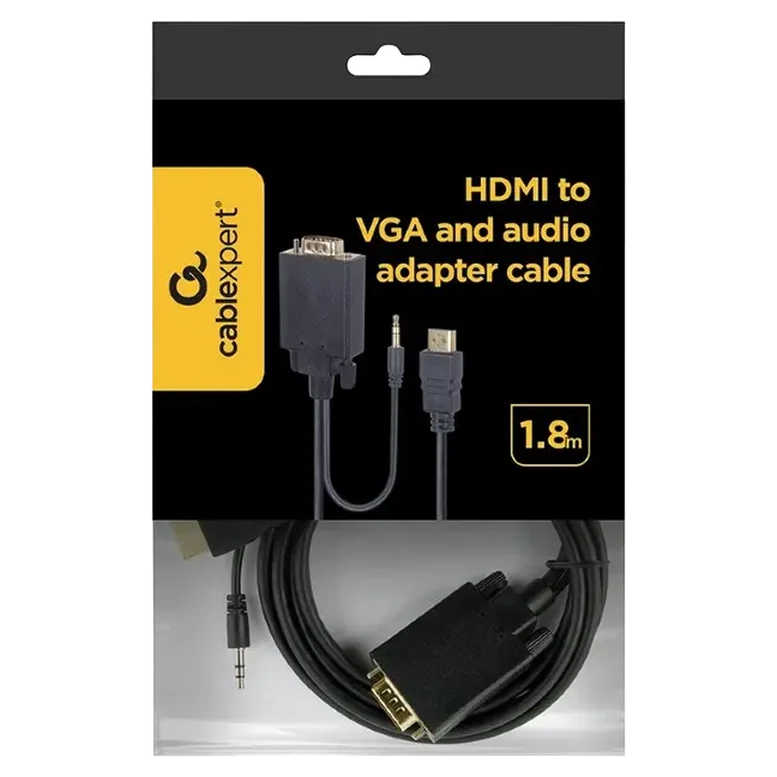 Кабель Cablexpert A-HDMI-VGA-03-6, HDMI to VGA, 1.8 м, Черный 4