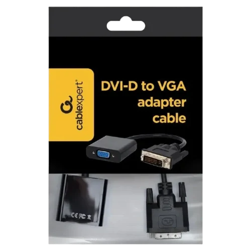 Адаптер Cablexpert A-DVID-VGAF-01, DVI to VGA, 0.2 м, Черный
