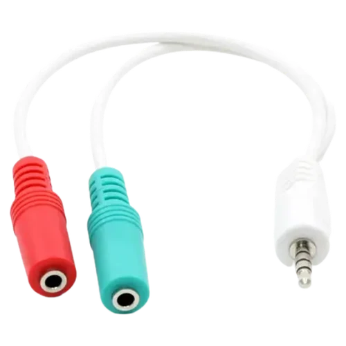 CCA-417W 3.5 mm 4-pin plug to 3.5 mm stereo + microphone sockets adapter cable, 20cm, White