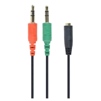 Adaptor audio Cablexpert CCA-418, 3.5 mm, 0.2 m, Negru