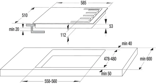 Газовая панель Gorenje GTW641EB, Черный