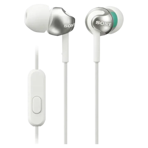 Earphones  SONY  MDR-EX110AP, Mic on cable,  4pin 3.5mm jack L-shaped, Cable: 1.2m, White