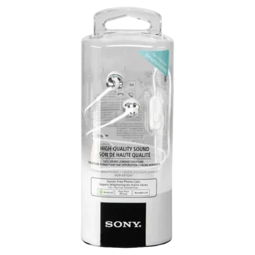 Earphones  SONY  MDR-EX110AP, Mic on cable,  4pin 3.5mm jack L-shaped, Cable: 1.2m, White