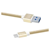 Кабель Xpower Type-C Cable, Nylon, USB-A to USB-C, 1 м, Золотой 2