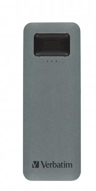 M.2 External SSD 512GB  Verbatim USB-C Executive Fingerprint Secure, Sequential Read/Write: up to 324/358 MB/s, Windows®, Mac, USB-C adapter included, Light, Portable, Durable, Ultra-compact aluminum housing