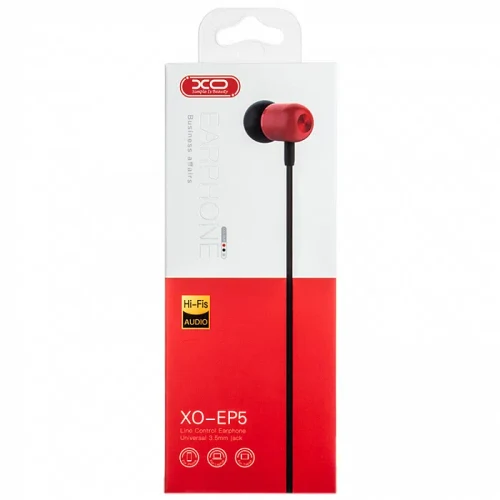 Căști pentru telefoane mobile XO EP5, Cu fir, Roșu