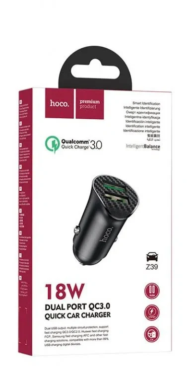 HOCO Z39 Farsighted dual port QC3.0 car charger Black 5