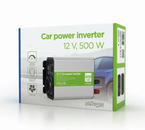 EnerGenie EG-PWC500-01, 12 V Car power inverter, 500 W, with USB port / 5V-1A