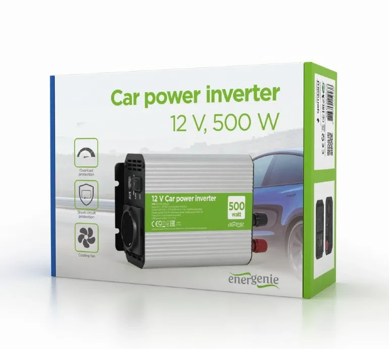 EnerGenie EG-PWC500-01, 12 V Car power inverter, 500 W, with USB port / 5V-1A 2