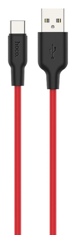 HOCO X21 Plus Silicone charging cable for Type-C(L=1M) black＆red