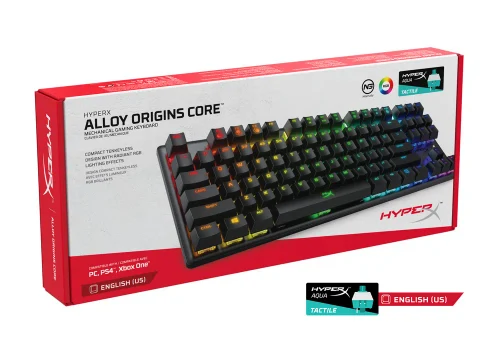 Gaming Keyboard HyperX Alloy Origins Core, Mechanical, TLK, Steel frame, MX Blue, RGB, USB