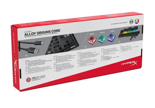 Gaming Keyboard HyperX Alloy Origins Core, Mechanical, TLK, Steel frame, MX Blue, RGB, USB