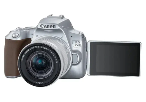 Aparat foto DSLR Canon EOS 250D + EF-S 18-55 IS, Argintiu