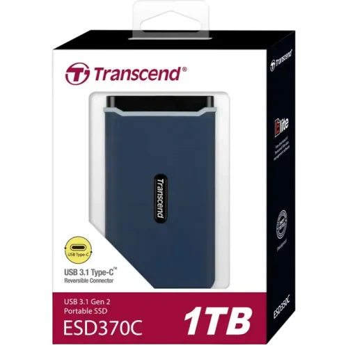 Внешний портативный SSD накопитель Transcend ESD370C, 1 ТБ, Морской Синий