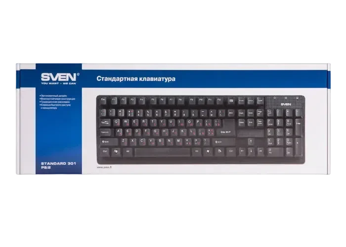 Tastatură SVEN Standard 301, Cu fir, Negru 4