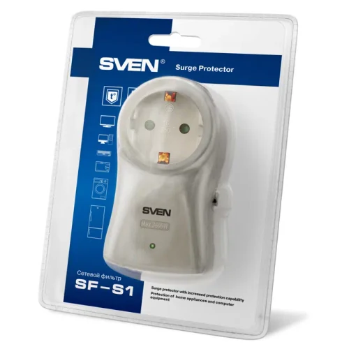 Сетевой фильтр SVEN SF-S1, 1Розеток, Белый