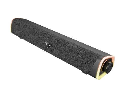 Trust Gaming GXT 620 AXON, RGB gaming soundbar with rainbow wave lighting and easy-to-reach volume control, 12W, USB power/3.5mm jack 140cm, Black