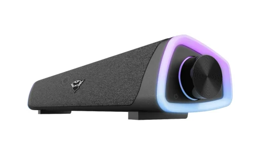 Trust Gaming GXT 620 AXON, RGB gaming soundbar with rainbow wave lighting and easy-to-reach volume control, 12W, USB power/3.5mm jack 140cm, Black