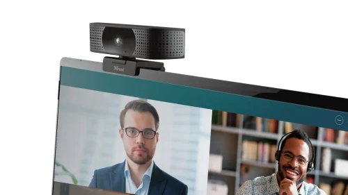 Trust Teza 4K Ultra HD Webcam, Advanced 4K Ultra HD webcam with a 74° field of view and two integrated microphones,Mounting type: clip, tripod, 2m