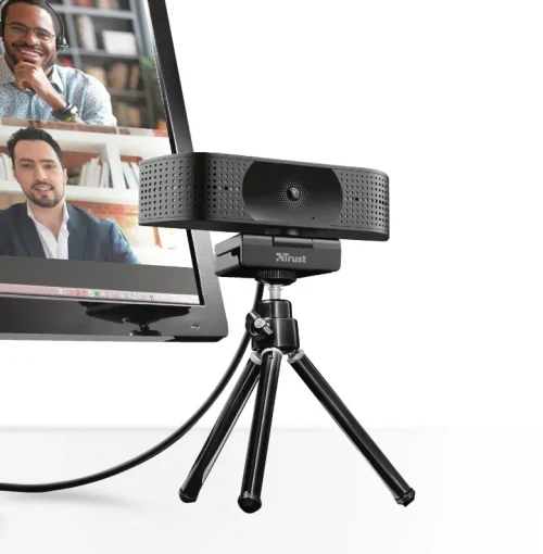 Trust Teza 4K Ultra HD Webcam, Advanced 4K Ultra HD webcam with a 74° field of view and two integrated microphones,Mounting type: clip, tripod, 2m