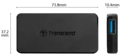 USB  3.0 Hub 4-port Transcend "TS-HUB2K" Black (1xUSB-A 3.0 to 4xUSB-A 3.0 5Gb/s)