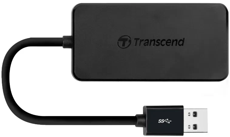 USB  3.0 Hub 4-port Transcend "TS-HUB2K" Black (1xUSB-A 3.0 to 4xUSB-A 3.0 5Gb/s) 3