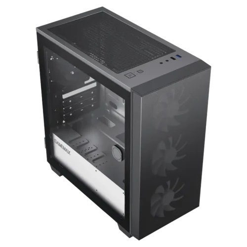 Case mATX GAMEMAX Aero Mini ECO, w/o PSU, 4x120mm, Front Mesh, TG, USB 3.0, Black