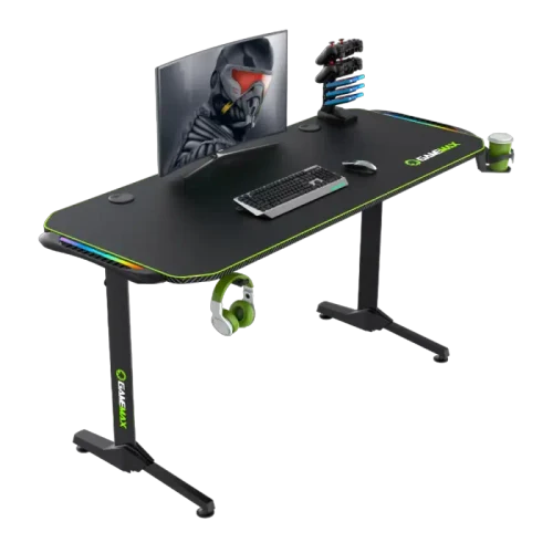 Birou Gaming Gamemax D140-Carbon RGB, Negru