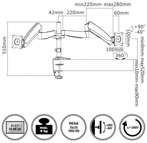 Кронштейн для монитора Reflecta Flexo DeskPro 27-1010D