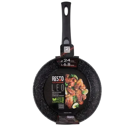 Сковорода глубокая RESTO 93040, 24см, Чёрный