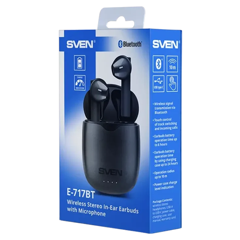Căști SVEN E-717BT, Fără fir, Negru 4
