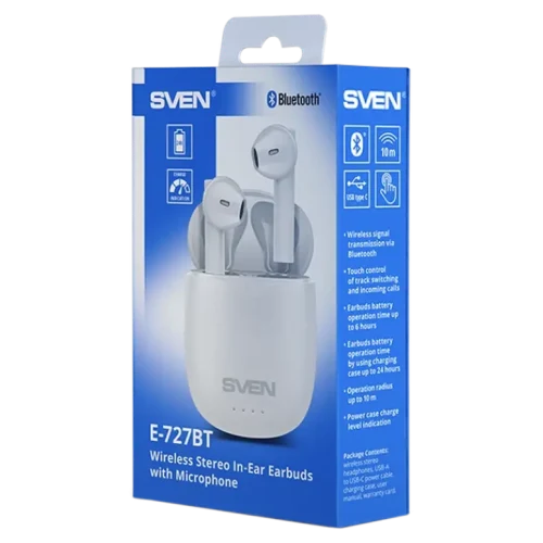 Наушники SVEN E-727BT, Беспроводные, Белый