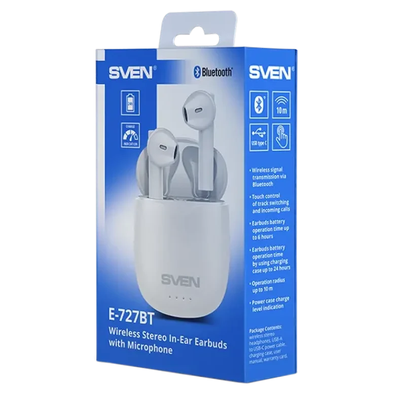 Căști SVEN E-727BT, Fără fir, Alb 4