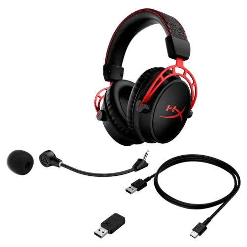 Căști HyperX Cloud Alpha, Fără fir, Negru/Roșu