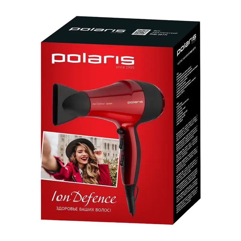 Фен Polaris PHD 2077i, Красный/Черный 12